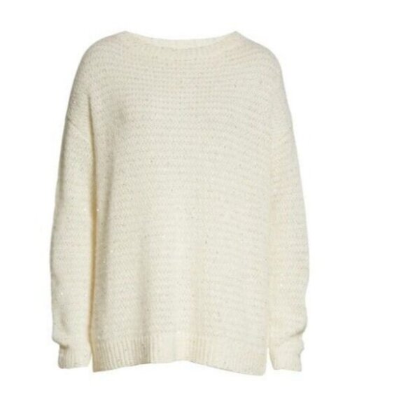 Cashmere Wool Sweater Womens XXS Oversized Alpaca Sequin Nordstrom Signature New - Picture 1 of 12
